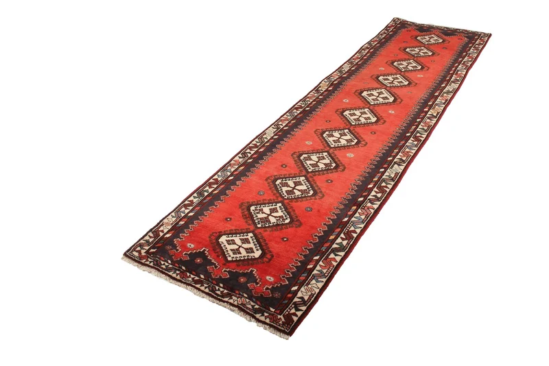 Afshar · Handgeknüpft – Rot, 300x84 cm