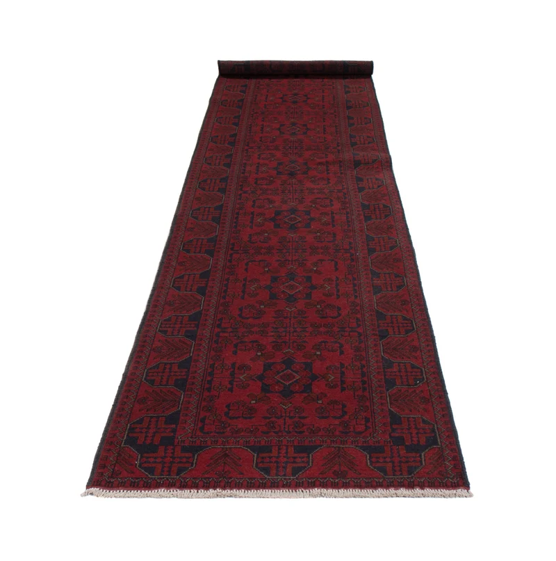 Läufer Afghan - Kunduz - 80 x 390 cm - dunkelrot