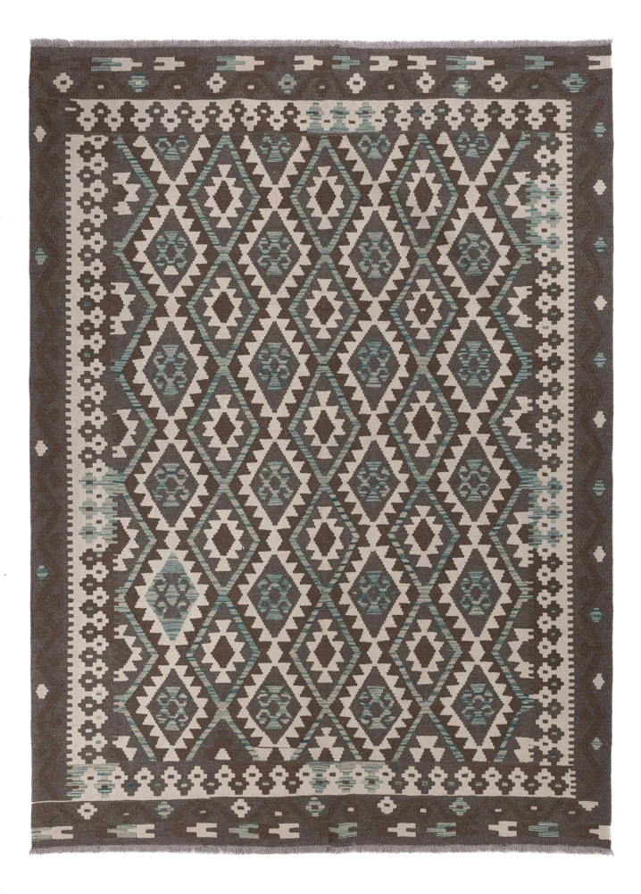 Kelim Maimene Teppich 206x286cm - dunkelgrau