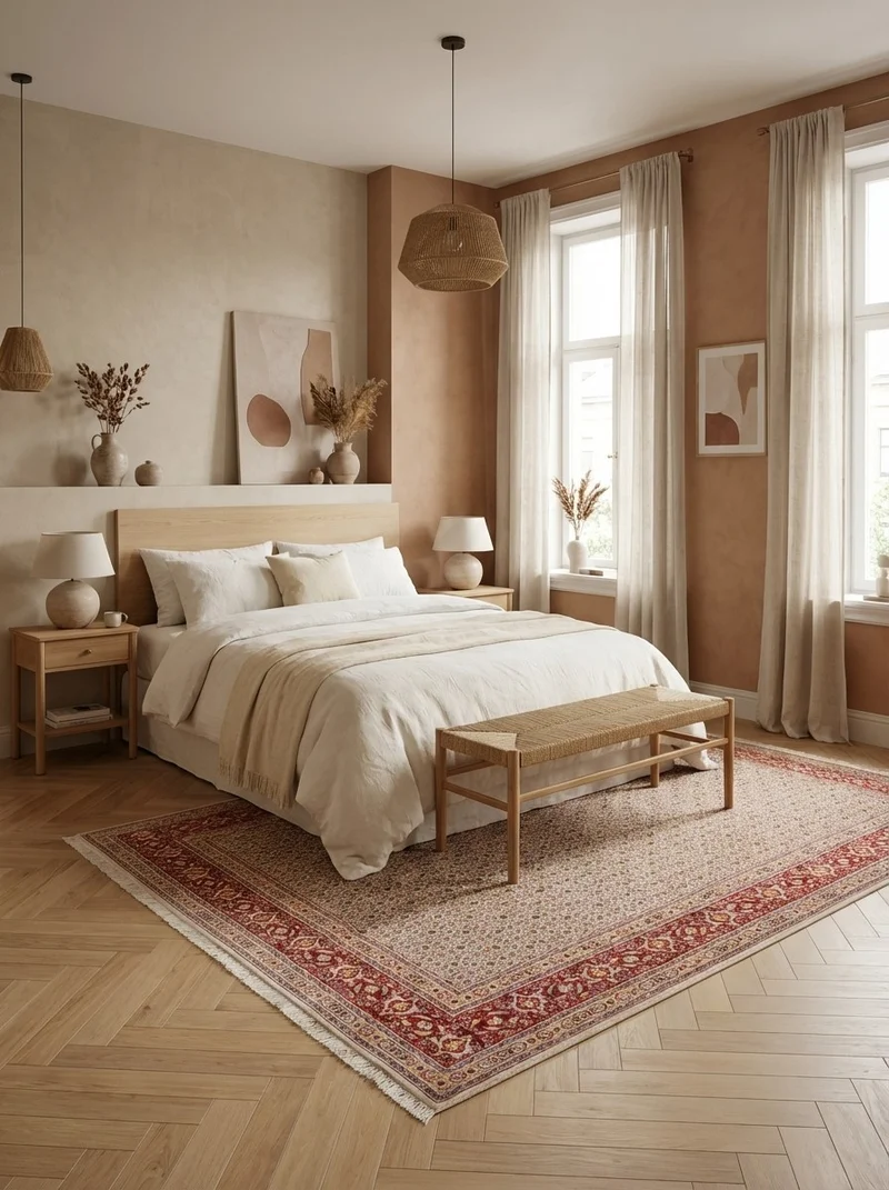 Moud Mahi · Handgeknüpft – Beige, 348x243 cm