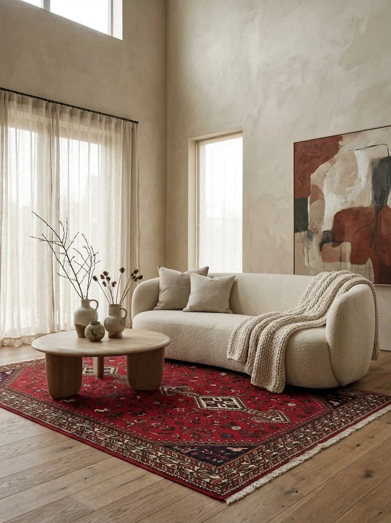 Nasrabad · Handgeknüpft – Rot, 219x145 cm