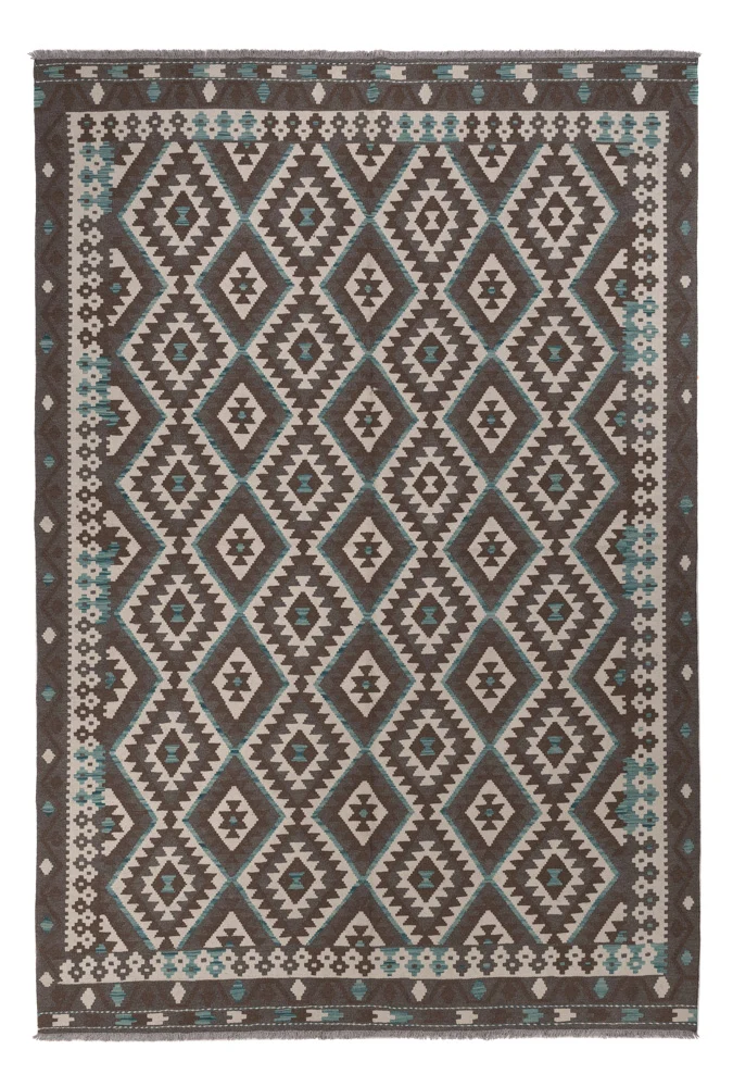 Kelim Maimene Teppich 204x300cm - dunkelgrau