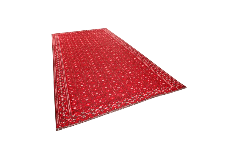 Kelim Turkman · Handgewebt – Rot, 345x220 cm