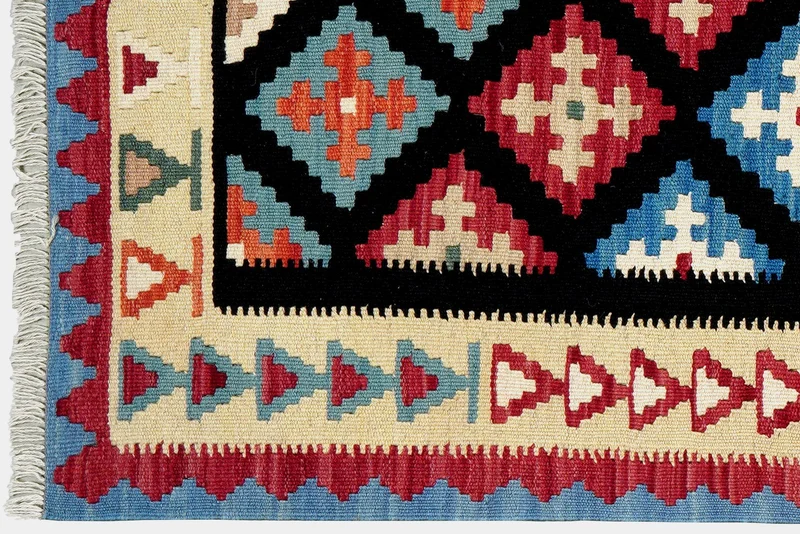Kelim Gashgai · Handgewebt – Schwarz, 154x101 cm