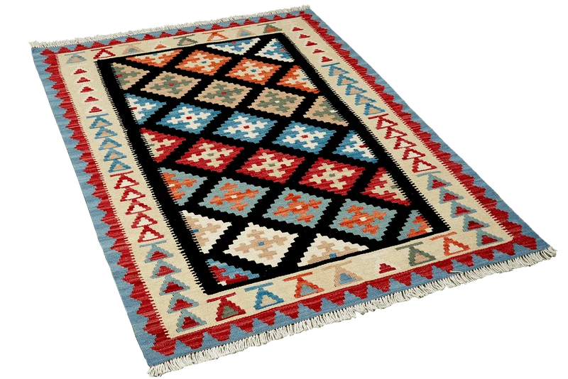 Kelim Gashgai · Handgewebt – Schwarz, 154x101 cm
