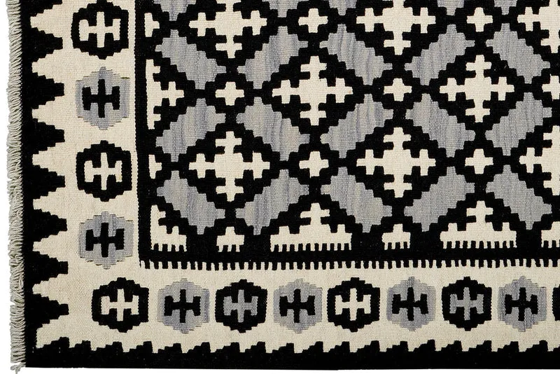 Kelim Gashgai · Handgewebt – Schwarz, 177x124 cm