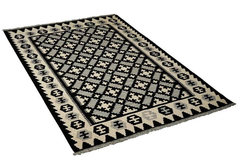 Kelim Gashgai · Handgewebt – Schwarz, 177x124 cm