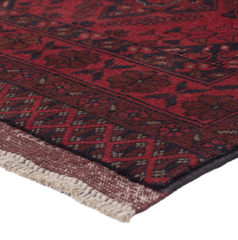 Läufer Afghan - Kunduz - 80 x 297 cm - dunkelrot