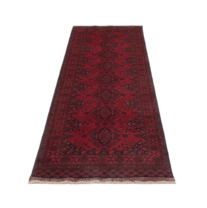 Läufer Afghan - Kunduz - 80 x 297 cm - dunkelrot
