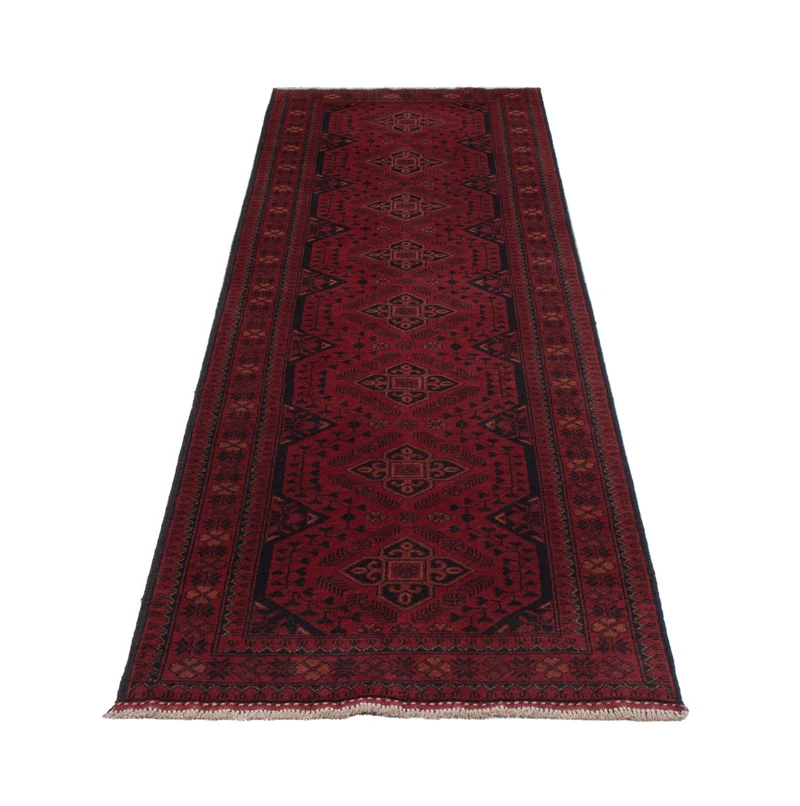 Läufer Afghan - Kunduz - 79 x 296 cm - dunkelrot
