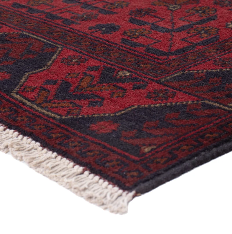 Läufer Afghan - Kunduz - 79 x 295 cm - dunkelrot
