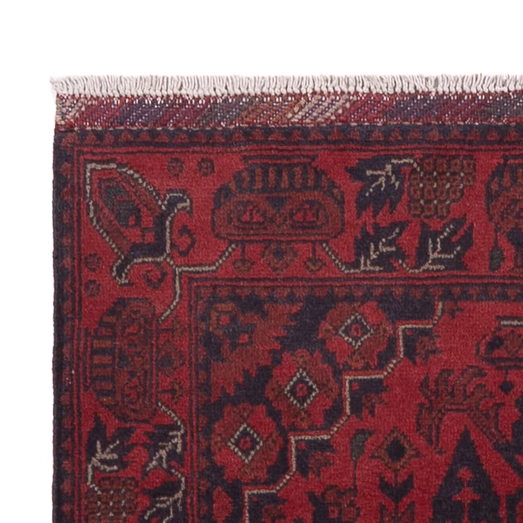 Läufer Afghan - Kunduz - 81 x 298 cm - dunkelrot