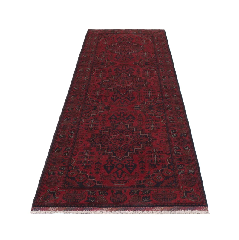 Läufer Afghan - Kunduz - 81 x 298 cm - dunkelrot