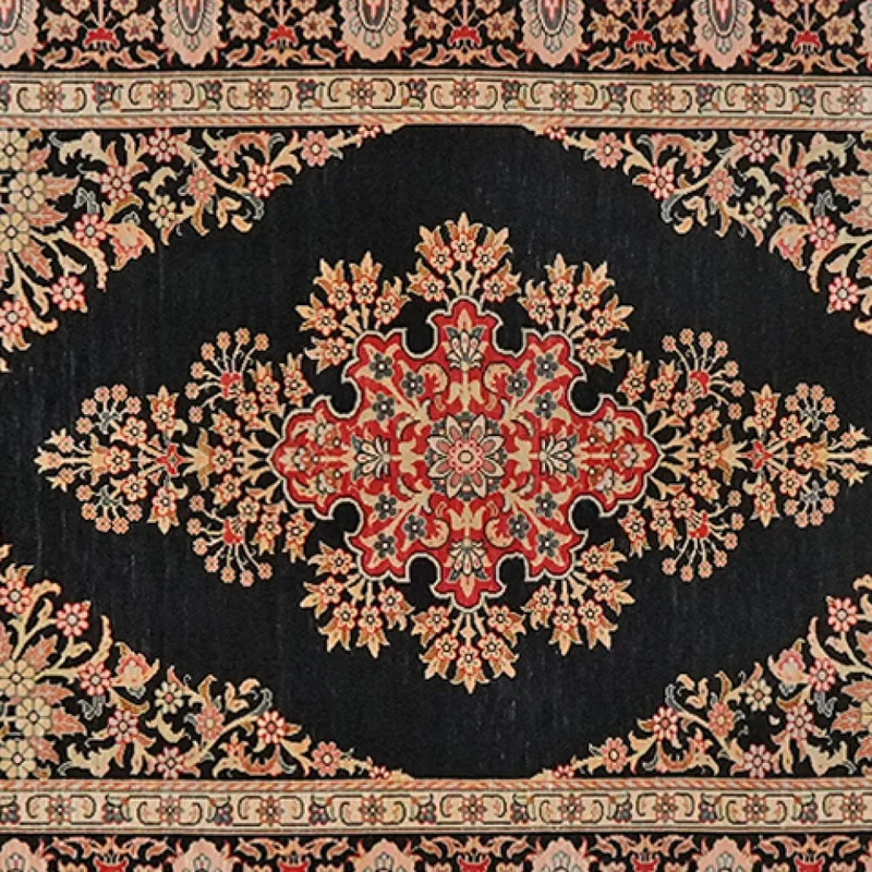 Hereke-Seide · Handgeknüpft – Blau, 90x64 cm