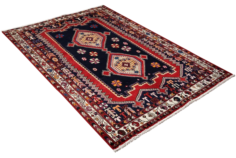 Afshar · Handgeknüpft – Blau, 199x144 cm