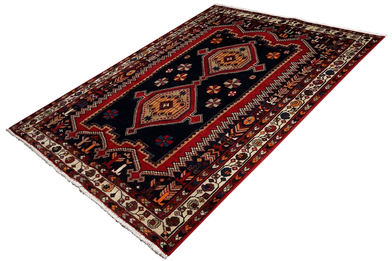 Afshar · Handgeknüpft – Blau, 199x144 cm