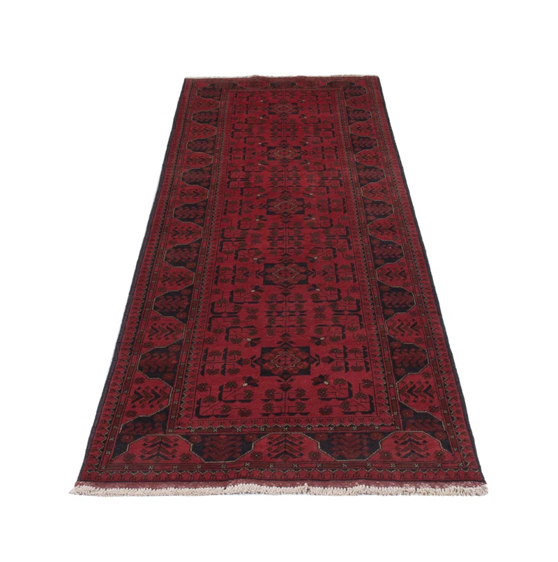 Läufer Afghan - Kunduz - 79 x 295 cm - dunkelrot