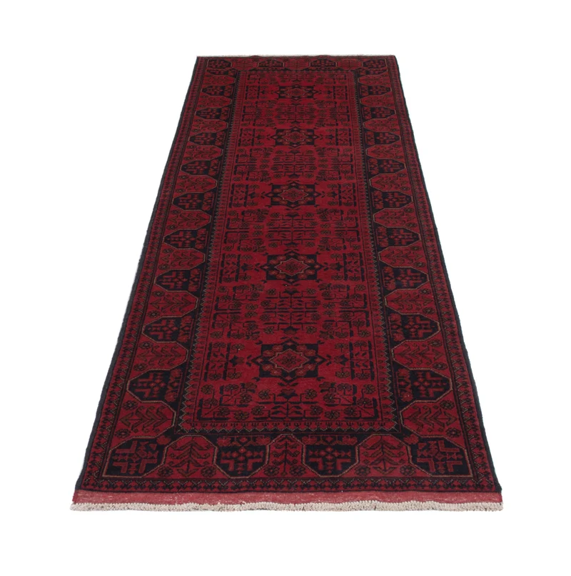 Läufer Afghan - Kunduz - 82 x 299 cm - dunkelrot