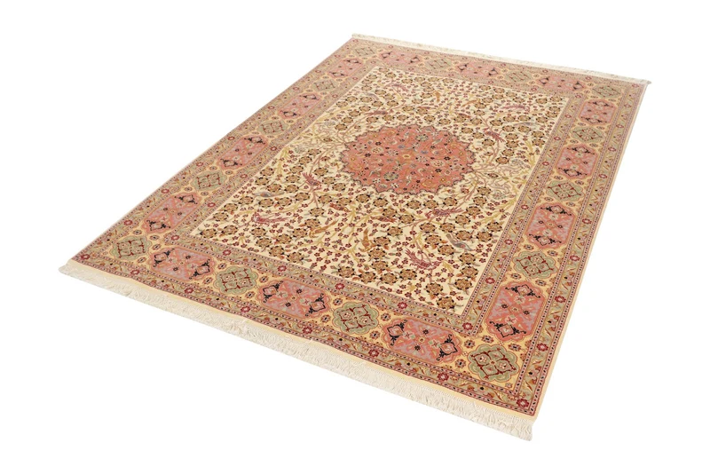 Tabriz 50 Raj · Handgeknüpft – Beige, 199x150 cm
