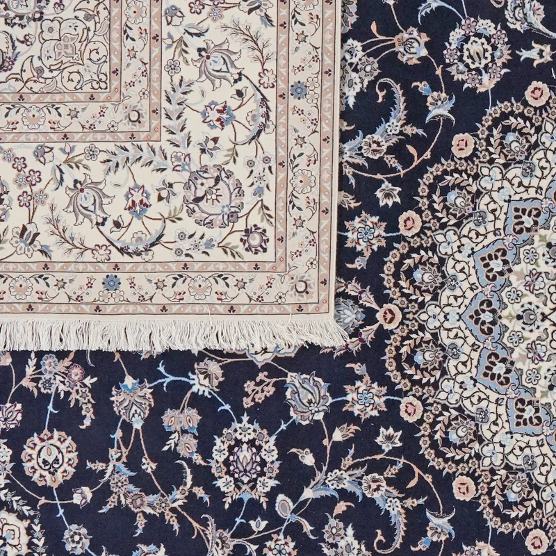 Nain 6La · Handgeknüpft – Blau, 369x259 cm
