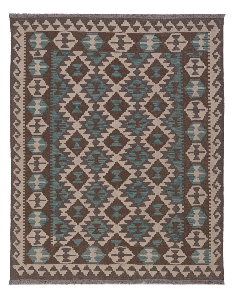 Kelim Maimene Teppich 151x195cm - dunkelgrün