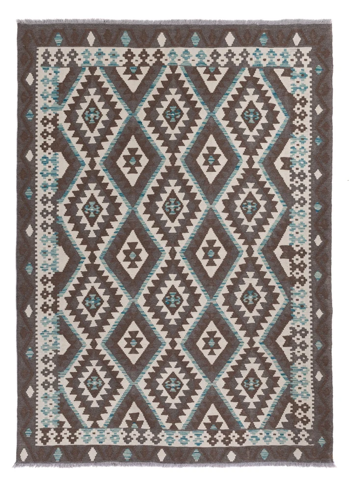 Kelim Maimene Teppich 176x243cm - dunkelgrau