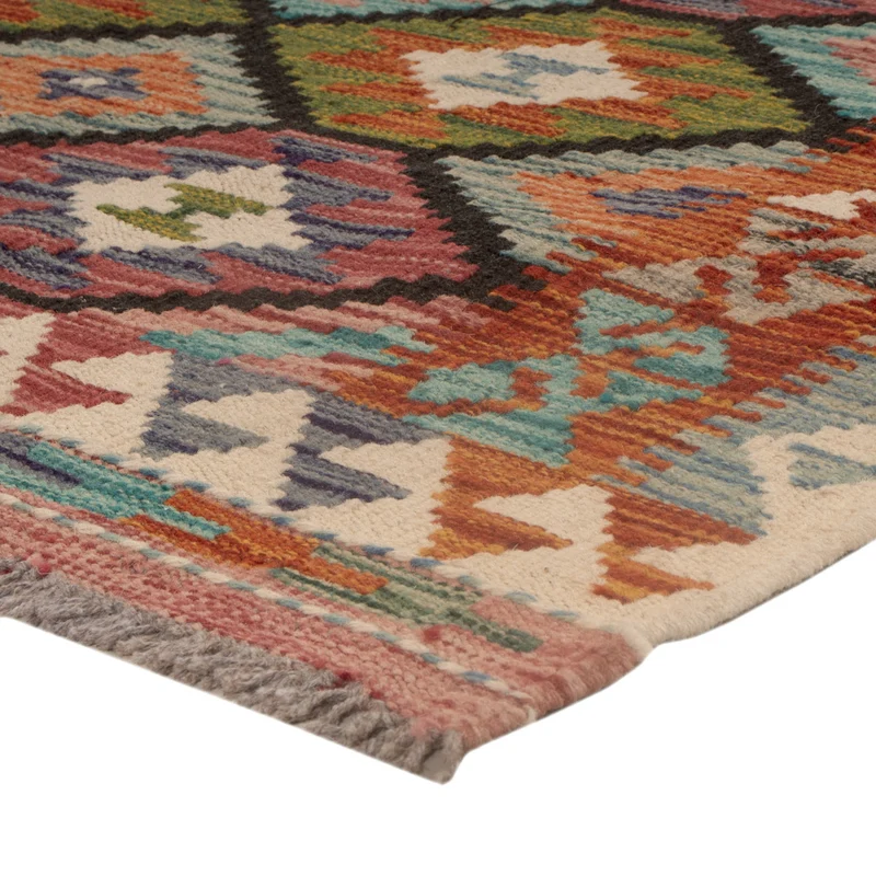 Kelim Teppich - Splash quadratisch - 97 x 104 cm - mehrfarbig