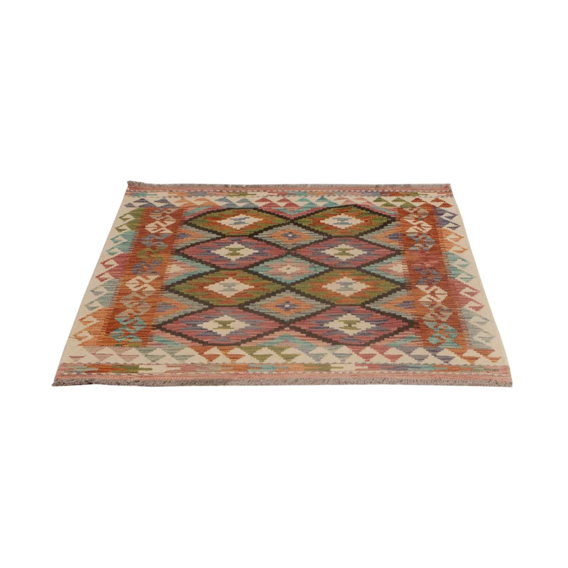 Kelim Teppich - Splash quadratisch - 97 x 104 cm - mehrfarbig