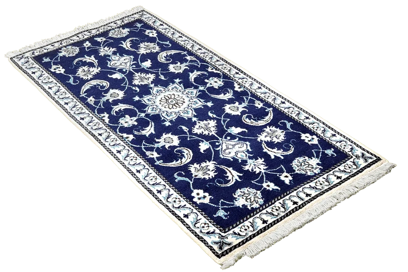 Nain 12La · Handgeknüpft – Blau, 140x68 cm