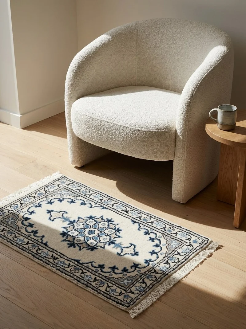 Nain 12La · Handgeknüpft – Beige, 65x41 cm