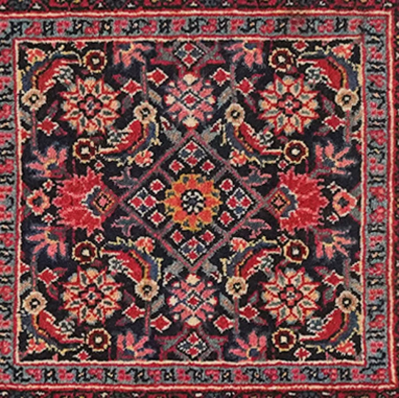 Hamadan · Handgeknüpft – Blau, 52x48 cm