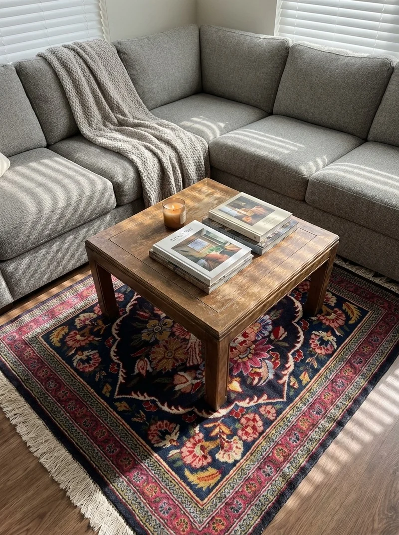 Kashan · Handgeknüpft – Blau, 50x45 cm