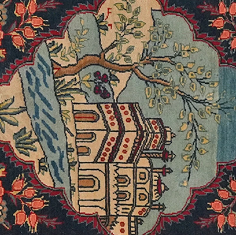 Kashan · Handgeknüpft – Blau, 76x63 cm