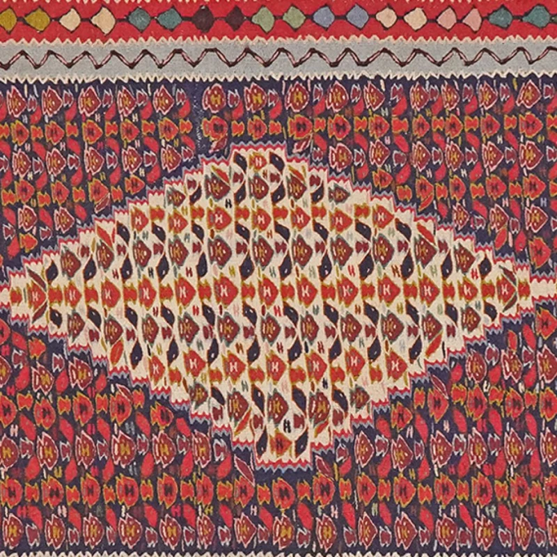 Kelim Senneh · Handgewebt – Blau, 312x89 cm