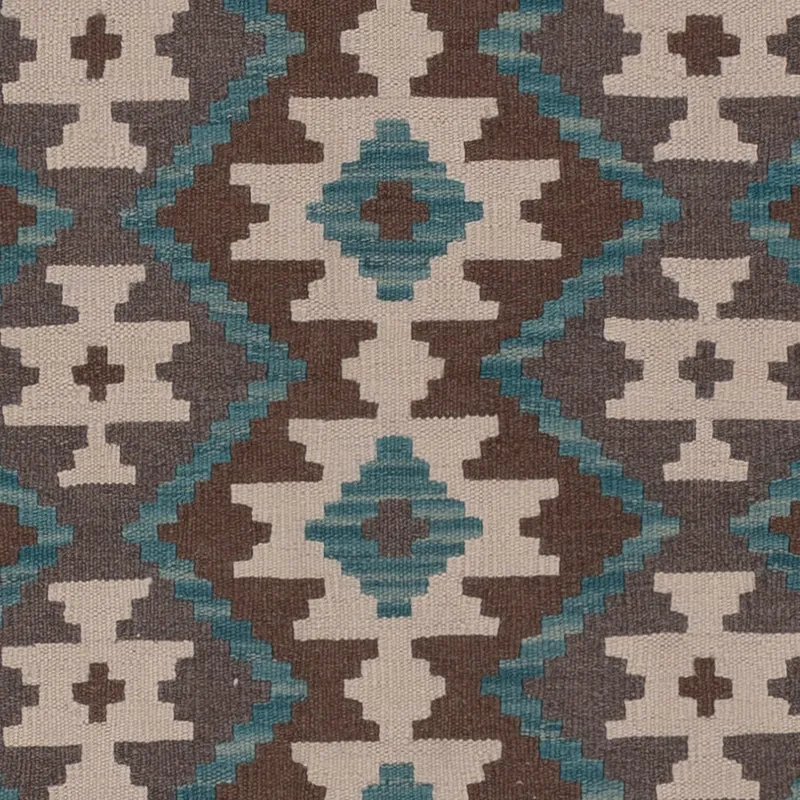 Kelim Maimene Teppich 147x190cm - dunkelgrün