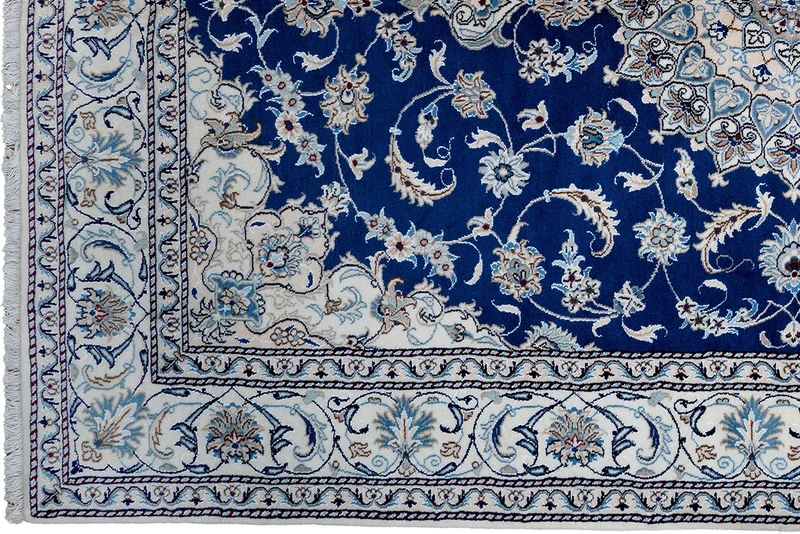 Nain 12La · Handgeknüpft – Blau, 303x198 cm