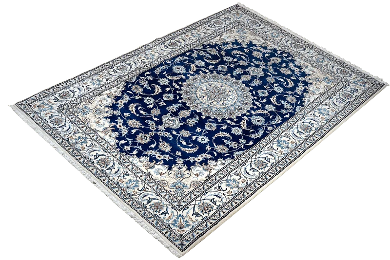 Nain 12La · Handgeknüpft – Blau, 303x198 cm