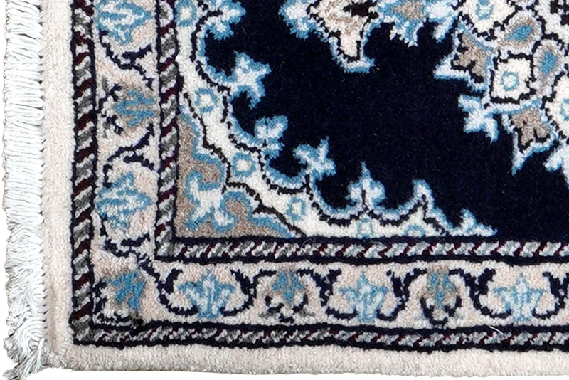 Nain 12La · Handgeknüpft – Blau, 61x41 cm
