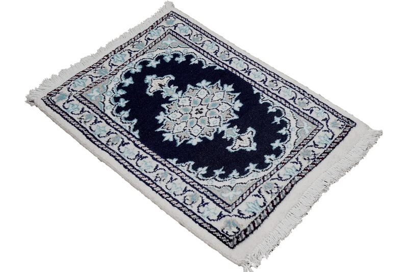 Nain 12La · Handgeknüpft – Blau, 61x41 cm