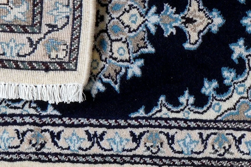 Nain 12La · Handgeknüpft – Blau, 61x41 cm