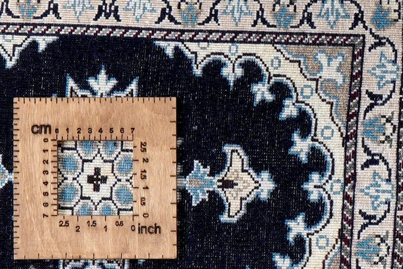 Nain 12La · Handgeknüpft – Blau, 61x41 cm