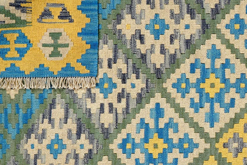 Kelim Gashgai · Handgewebt – Grün, 178x127 cm