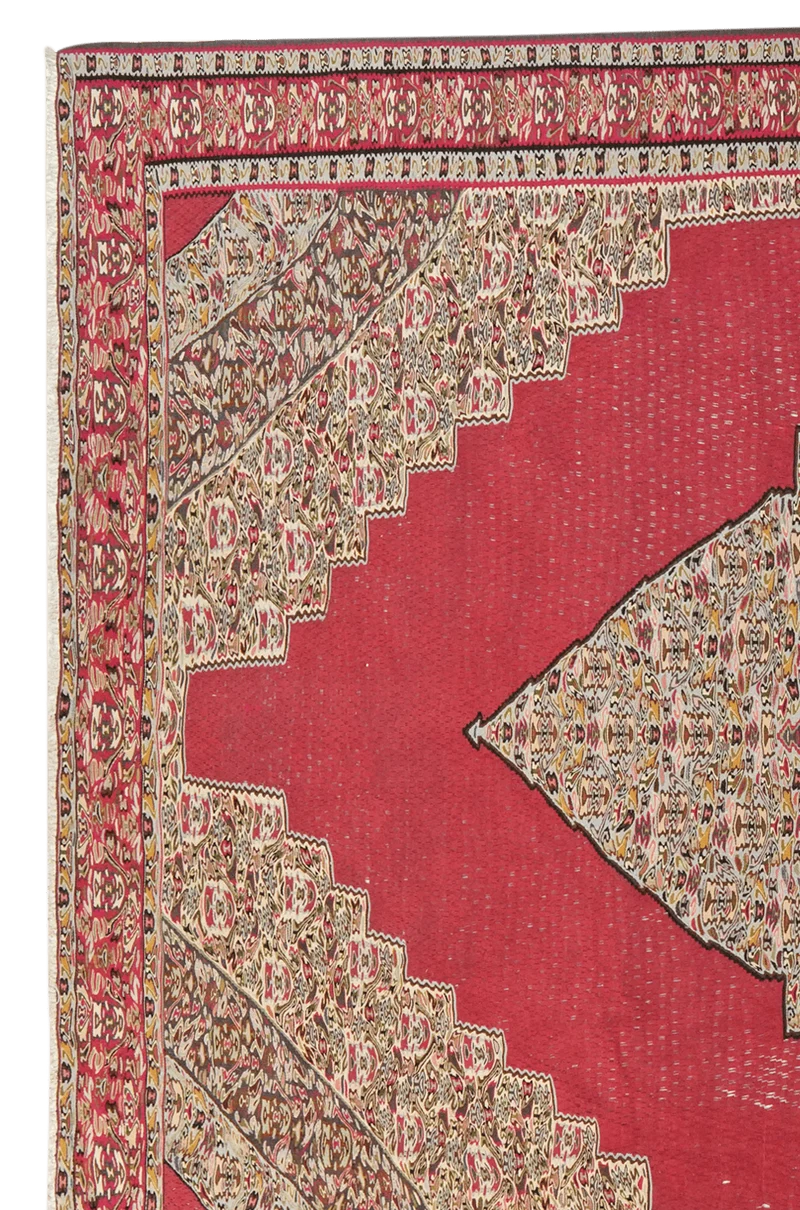 Kelim Senneh · Handgewebt – Rot, 350x267 cm
