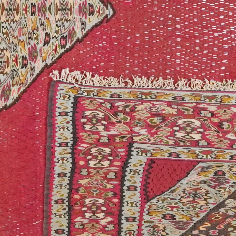 Kelim Senneh · Handgewebt – Rot, 350x267 cm