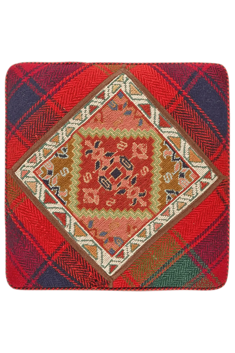 Kelim Pouf · Handgefertigt – Bunt, 47x47 cm