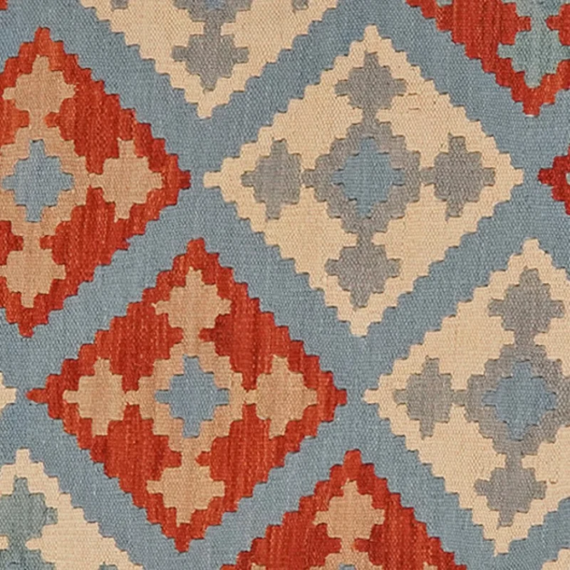 Kelim Gashgai · Handgewebt – Blau, 284x77 cm