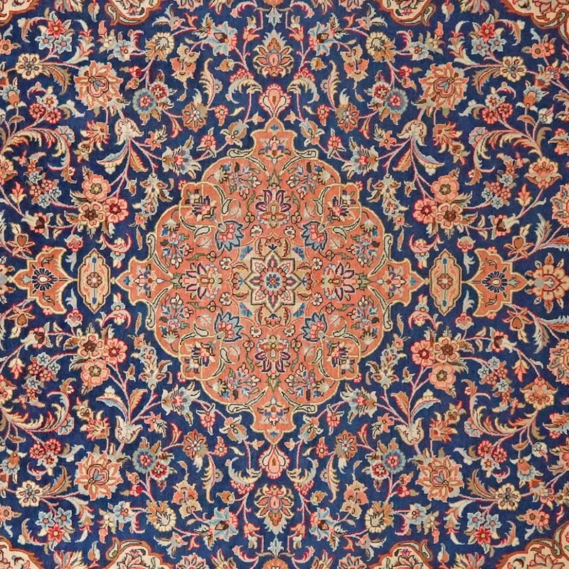 Kashan · Handgeknüpft – Blau, 300x204 cm