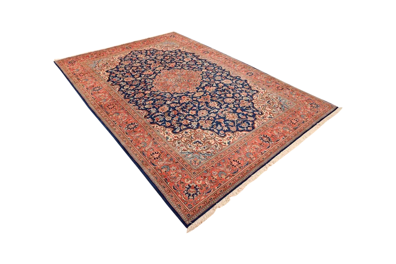 Kashan · Handgeknüpft – Blau, 300x204 cm