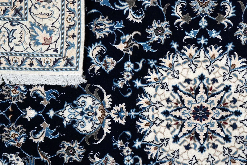 Nain 12La · Handgeknüpft – Blau, 236x164 cm