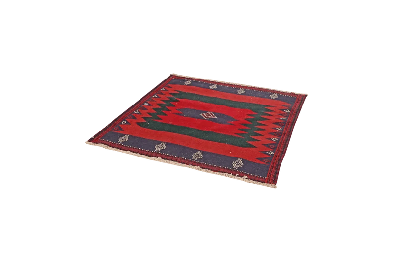 Sofreh Afshar · Handgewebt – Rot, 130x128 cm